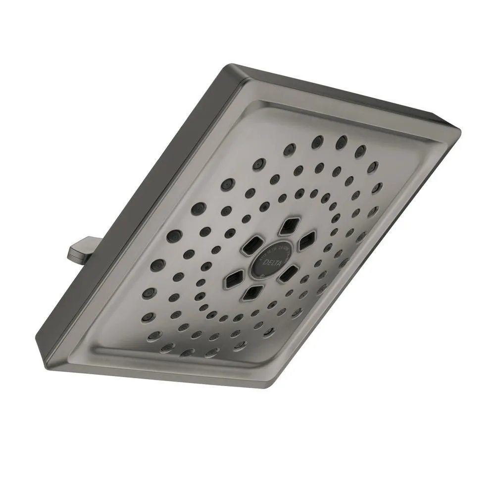 3-Spray 7.6 in. Single Wall Mount Fixed Rain H2Okinetic Shower Head in Matte Black, photo 11 of 11