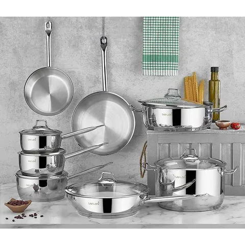 14-Piece Stainless Steel Assorted Cookware Set with Glass Lids