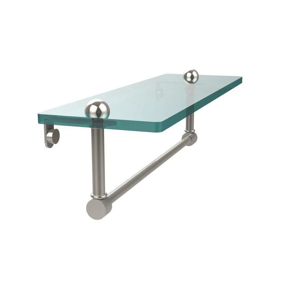 Allied Brass 16 in. L x 5 in. H x 5 in. W Clear Glass Vanity Bathroom Shelf with Towel Bar in Polished Brass, photo 4 of 14