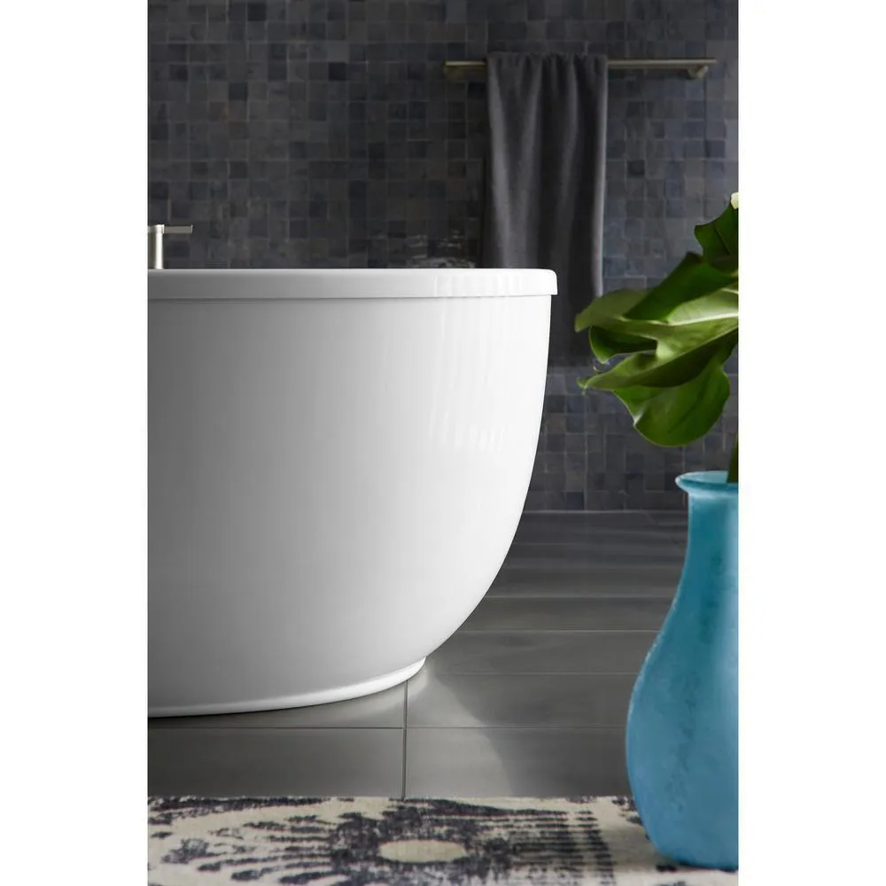 Sunstruck 66 in. x 36 in. Oval Freestanding Bathtub with Fluted Shroud and Center Drain in White, photo 3 of 13
