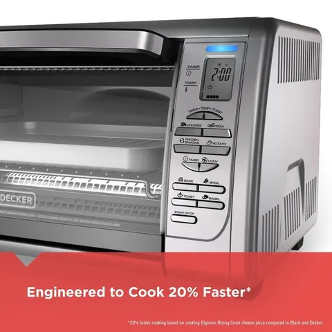 1500 W 6-Slice Stainless Steel Toaster Oven with Broiler