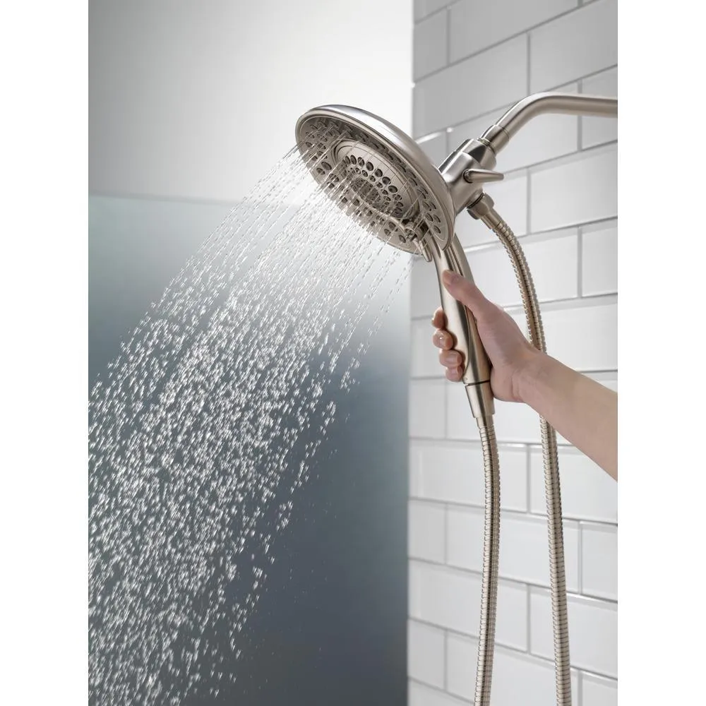 In2ition Two-in-One 5-Spray 6.8 in. Dual Wall Mount Fixed and Handheld Shower Head in Stainless, photo 4 of 10