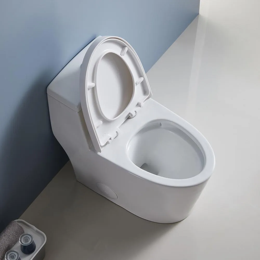 12 in. Rough-In 1-piece 1.1/ 1.6 GPF Dual Flush Elongated Siphonic Jet Toilet in White, Seat Included, photo 3 of 6