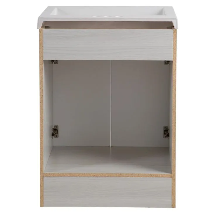 Stancliff 24 in. W x 19 in. D Bathroom Vanity in Elm Sky with Cultured Marble Vanity Top in White with White Sink, photo 3 of 7