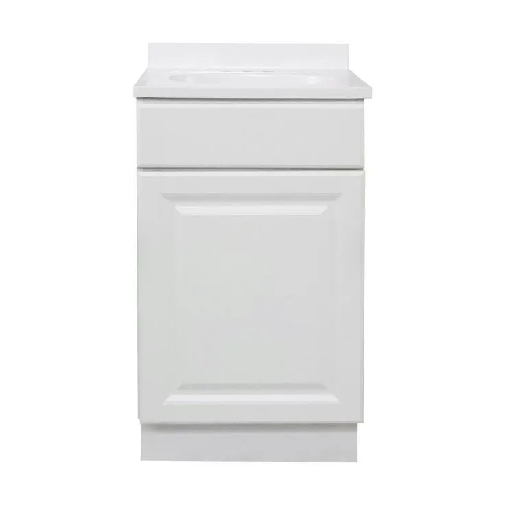 Wyndham RTA 18 in. x 16 in. x 33 in. 1-Door Bath Vanity in White w/ 4 in. Centerset Solid White CM Vanity Top w/ Basin, photo 7 of 9