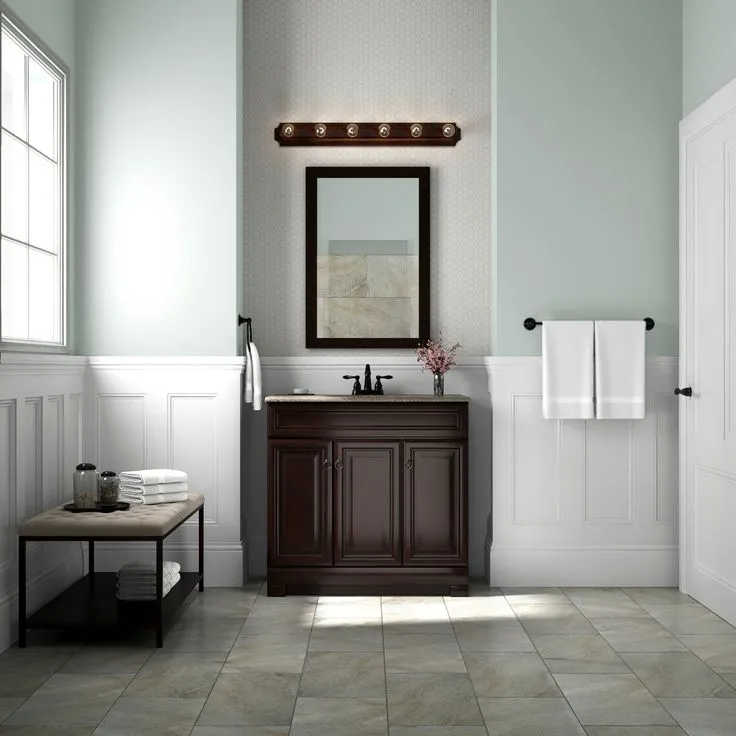 Style Selections Gladmere 36.5-in Java Single Sink Bathroom Vanity with Nutmeg Solid Surface Top, photo 6 of 8
