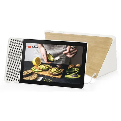 10 in. Smart Display with Google Assistant - White Front/Bamboo Back