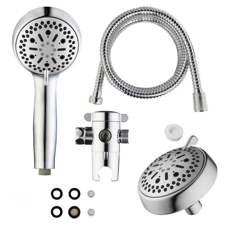 MODONA 64-spray 6 in. High PressureDual Shower Head and Handheld Shower Head in Polished Chrome, photo 5 of 8