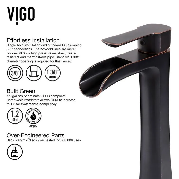 VIGO Glass Vessel Bathroom Sink in Russet and Niko Faucet Set in Antique Rubbed Bronze, photo 8 of 11
