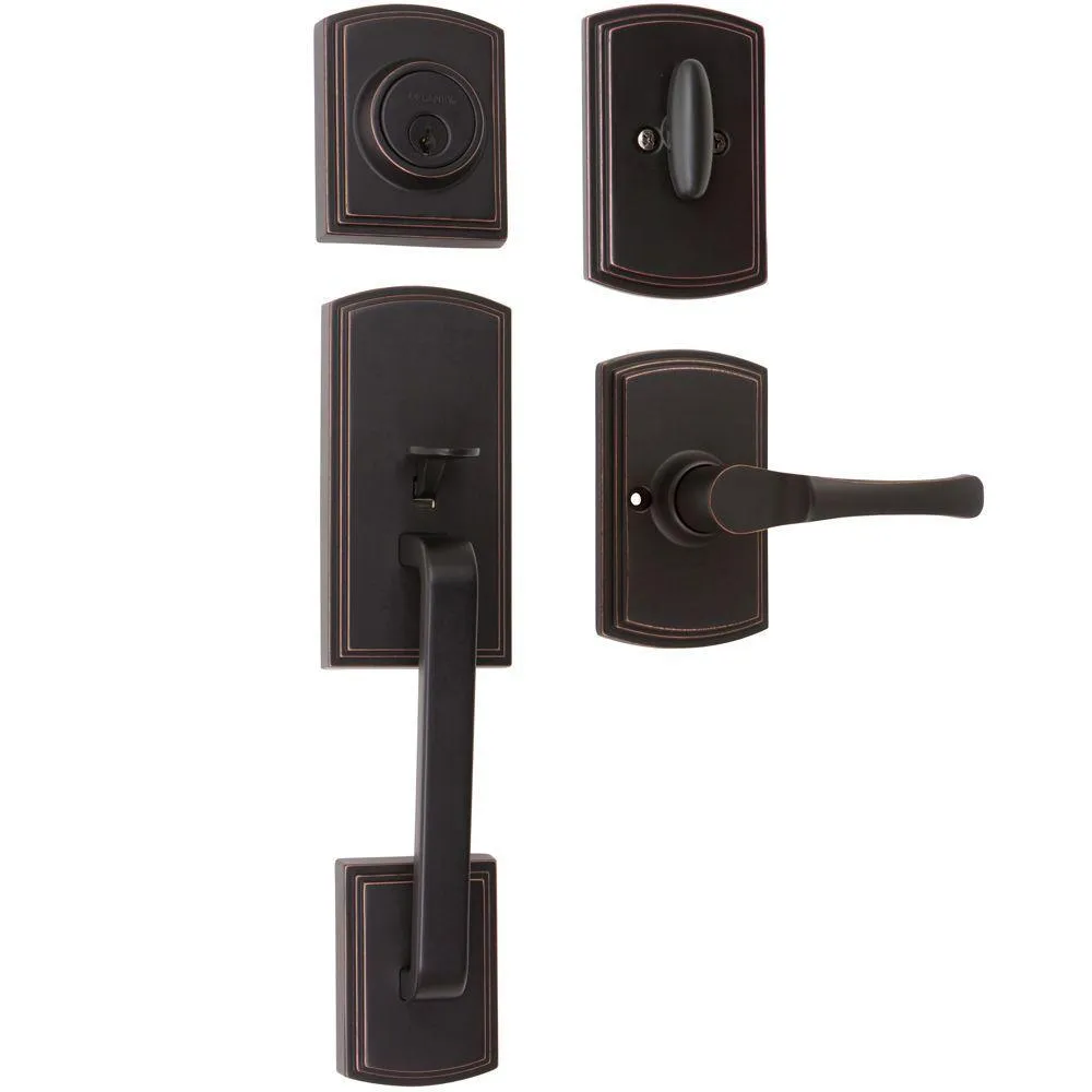 Italian Collection Visconti Single Cylinder Black Door Handleset with Sorado Interior, photo 2 of 2