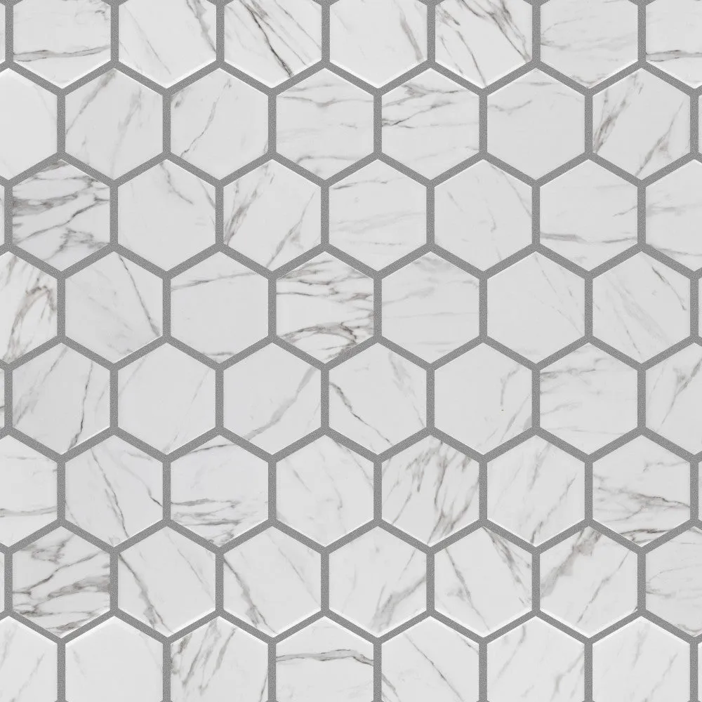 Merola Tile Metro Hex Glossy White 10-1/4 in. x 11-3/4 in. x 5 mm Porcelain Mosaic Tile (8.56 sq. ft. / case), photo 5 of 8