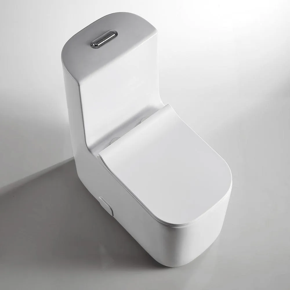 Boyel Living 0.8 GPF/1.28 GPF Dual Flush Square Shape Ceramic Elongated Toilet Including Toilet Square Only Seat in White, photo 5 of 8