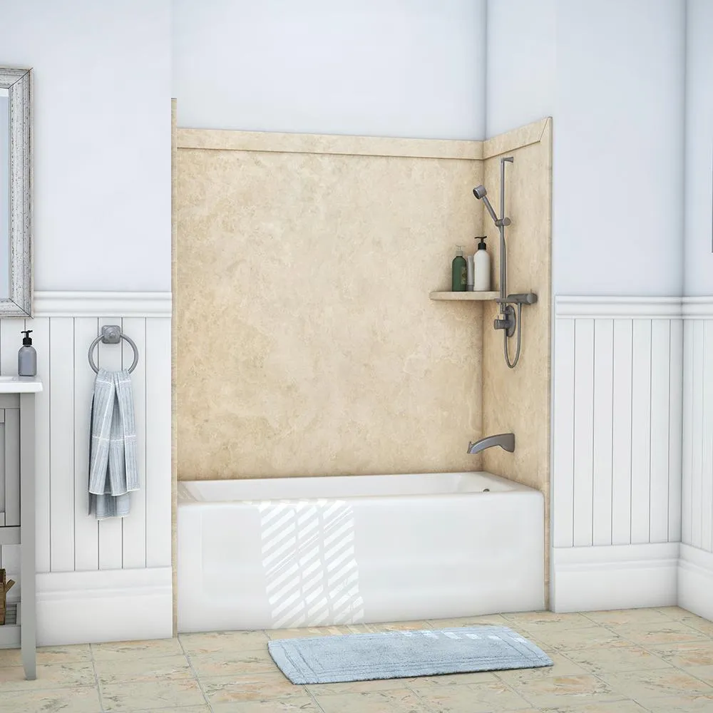 Elite 32 in. x 60 in. x 60 in. 9-Piece Easy Up Adhesive Tub Surround in Calypso, photo 17 of 26