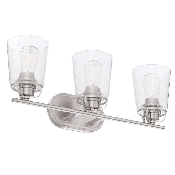 Inspiration 23.19 in. 3-Light Brushed Nickel Bathroom Vanity Light with Glass Shades, photo 7 of 10