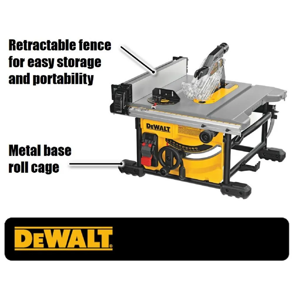 DEWALT 15 Amp Corded 8-1/4 in. Compact Jobsite Tablesaw with Bonus Heavy-Duty Rolling Table Saw Stand, photo 3 of 12