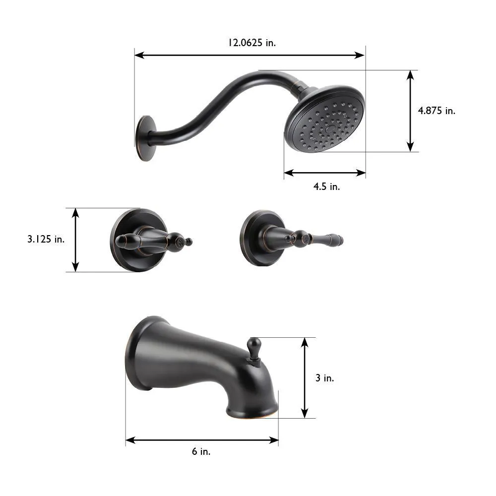 Oakmont 2-Handle 1-Spray Tub and Shower Faucet in Oil Rubbed Bronze (Valve Included), photo 9 of 16