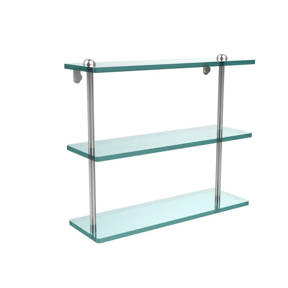 Allied Brass 16 in. L x 15 in. H x 5 in. W 3-Tier Clear Glass Bathroom Shelf in Antique Pewter, photo 6 of 14