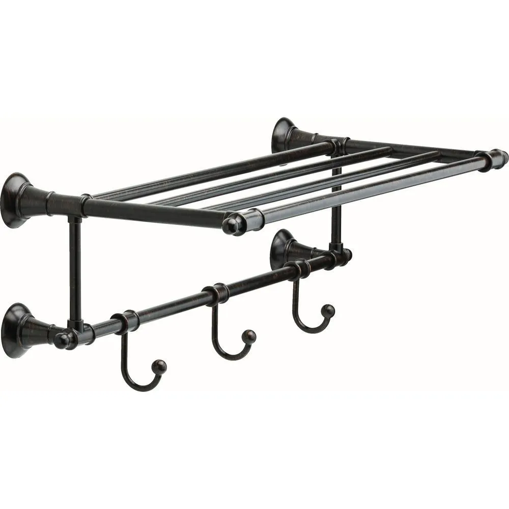 Delta 24 in. W Towel Shelf with 3-Towel Hooks in Brushed Nickel, photo 8 of 9