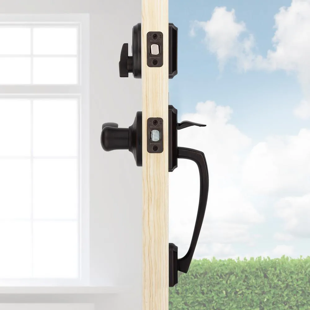 Prescott Venetian Bronze Single Cylinder Entry Door Handleset with Tustin Lever Featuring SmartKey Security, photo 3 of 6