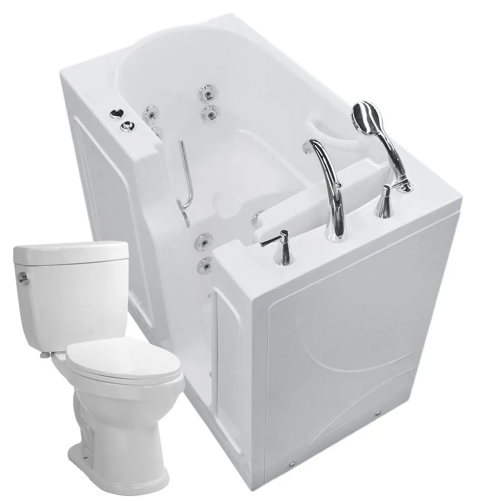 Universal Tubs Nova Heated 60 in. Walk-In Whirlpool Bathtub in White with 1.6 GPF Single Flush Toilet, photo 15 of 20