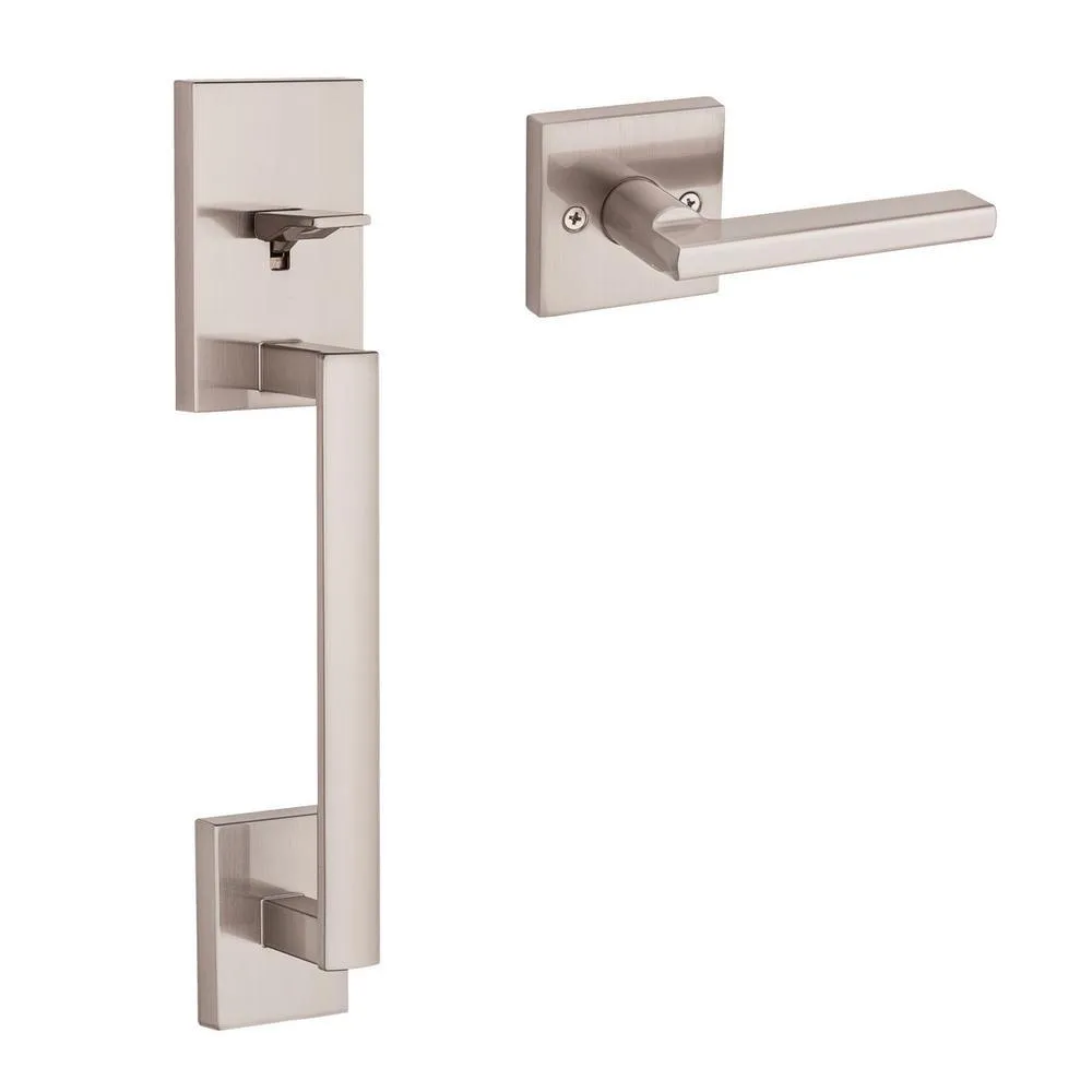 San Clemente Matte Black Door Handleset with Halifax Square Door Lever with Microban Antimicrobial Technology, photo 4 of 4