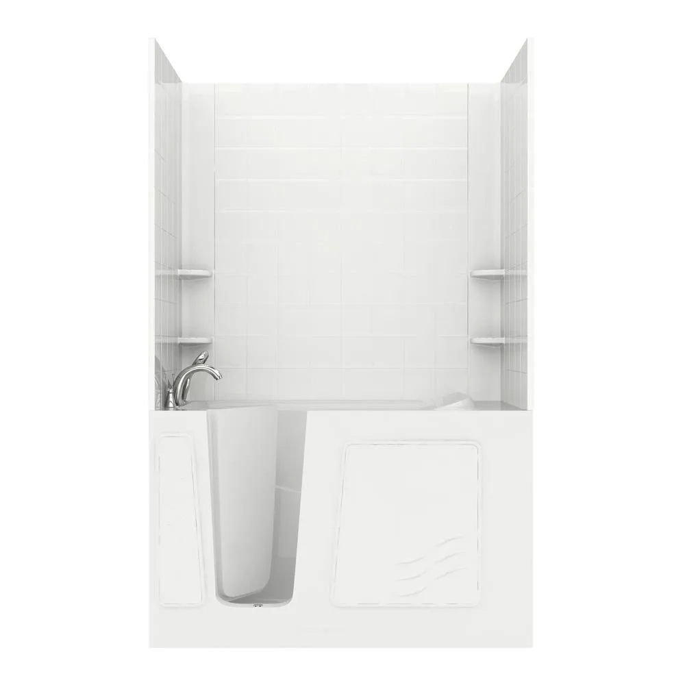 Rampart Nova Heated 5 ft. Walk-in Whirlpool and Air Bathtub with 6 in. Tile Easy Up Adhesive Wall Surround in White, photo 29 of 33