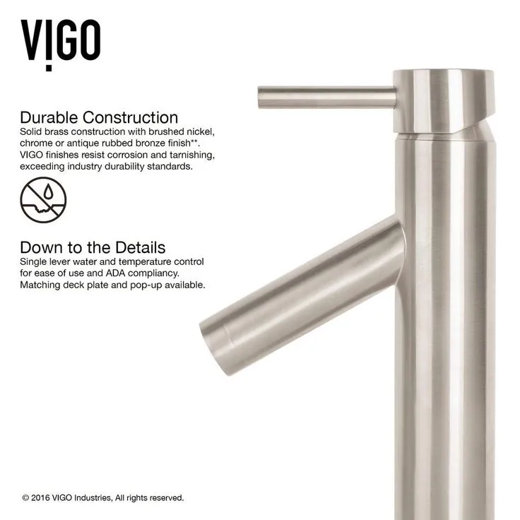 VIGO Glass Vessel Bathroom Sink in Clear Crystalline and Dior Vessel Faucet Set in Brushed Nickel, photo 5 of 11