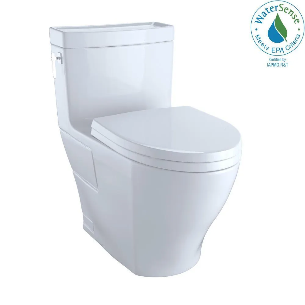 TOTO Aimes Wash Let with 1-piece 1.28 GPF Single Flush Elongated Toilet with CeFiONtect in Cotton White, photo 2 of 3