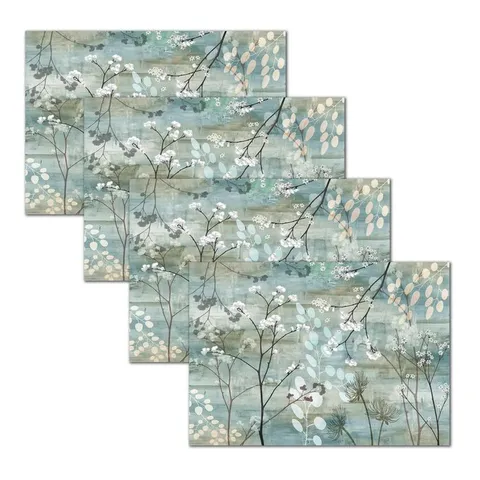 MHF Home Blue Floral 18 in wide · 13 in long Polypropylene Placemat Set