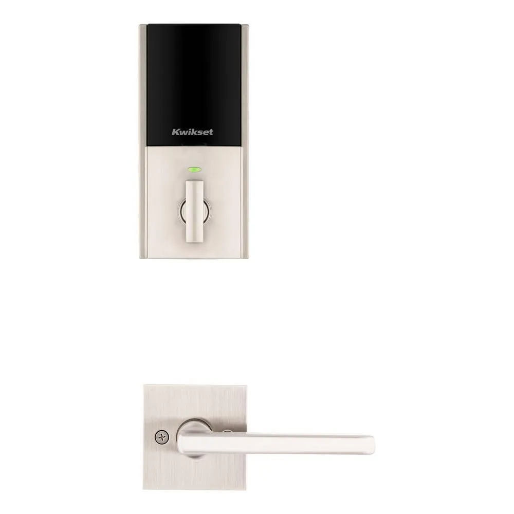 Kwikset Halo Touch Satin Nickel CNT Fingerprint WiFi Elec Smart Lock Deadbolt Feat SmartKey Security with San Clemente Handleset, photo 2 of 2