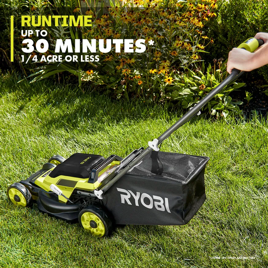 RYOBI 13 in. ONE+ 18-Volt Lithium-Ion Cordless Walk-Behind Push Lawn Mower Kit with 4.0Ah Battery and Charger, photo 4 of 8