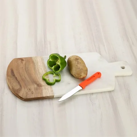 Chop-N-Slice 17 × 7 in Rectangle Wood and Marble Cutting Board