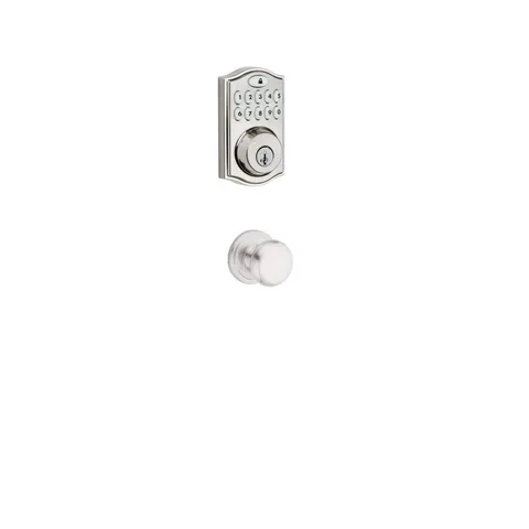 Z-Wave SmartCode Satin Nickel Single Cylinder Electronic Deadbolt featuring Juno Hall/Closet Knob