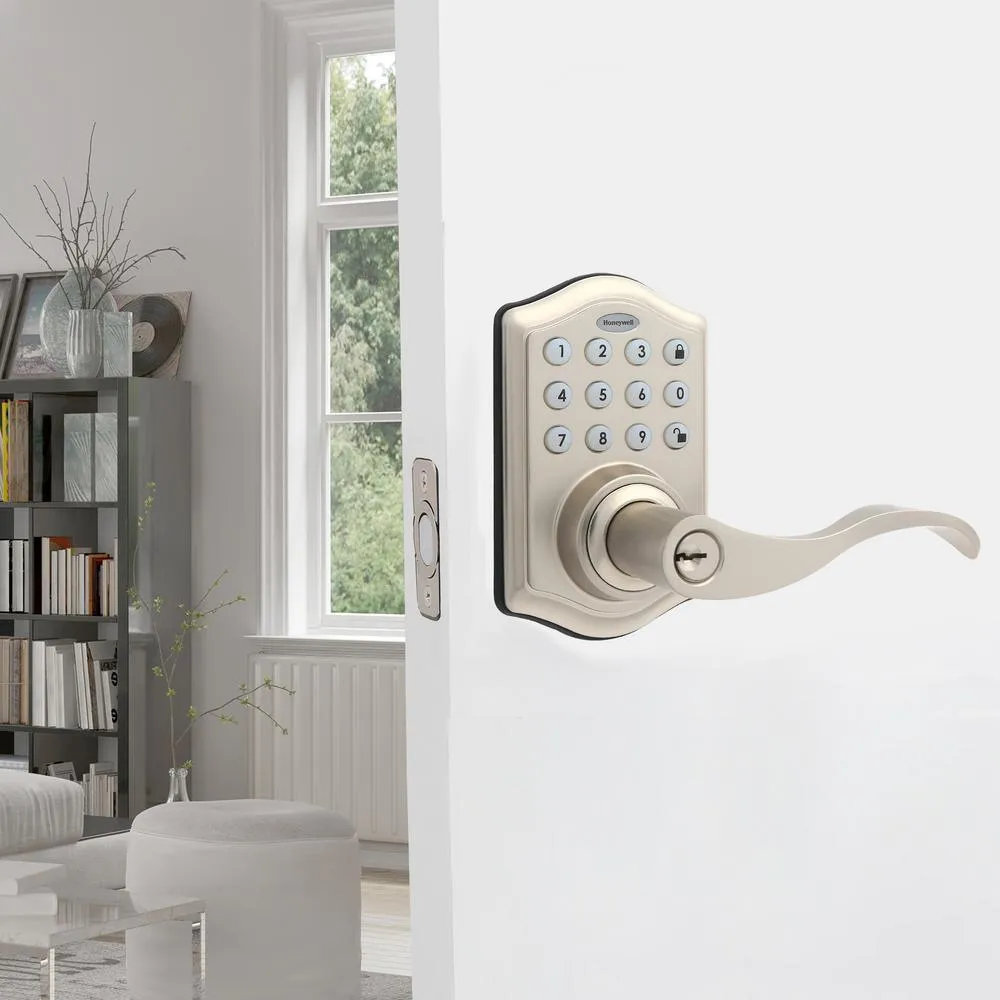 Satin Nickel Keypad Electronic Door Lever Entry Lock, photo 3 of 7
