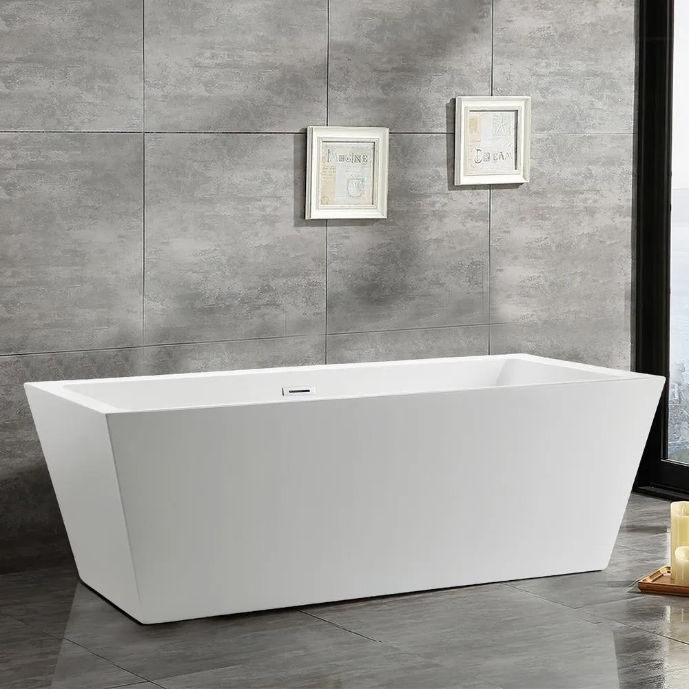 Tarbes 59 in. Acrylic Flatbottom Freestanding Bathtub in White, photo 2 of 7