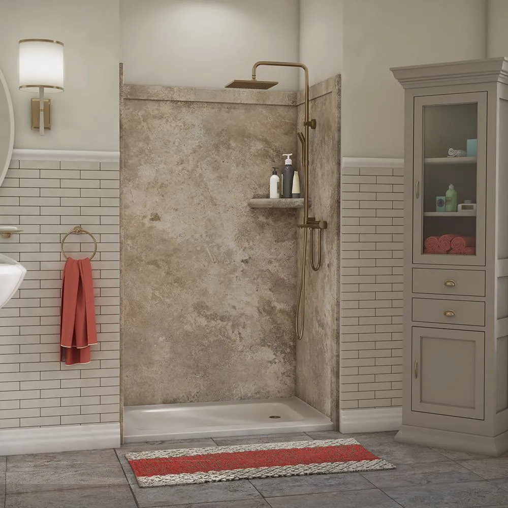Elegance 36 in. x 48 in. x 80 in. 9-Piece Easy Up Adhesive Alcove Shower Wall Surround in Calacatta White, photo 20 of 24