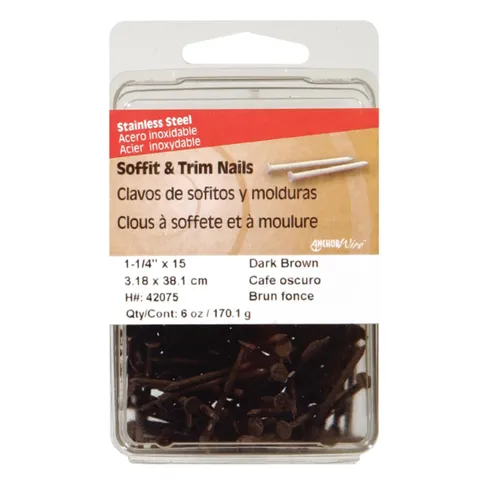 Stainless Steel Soffit & Trim Nails, 1-1/4 in, Dark Brown