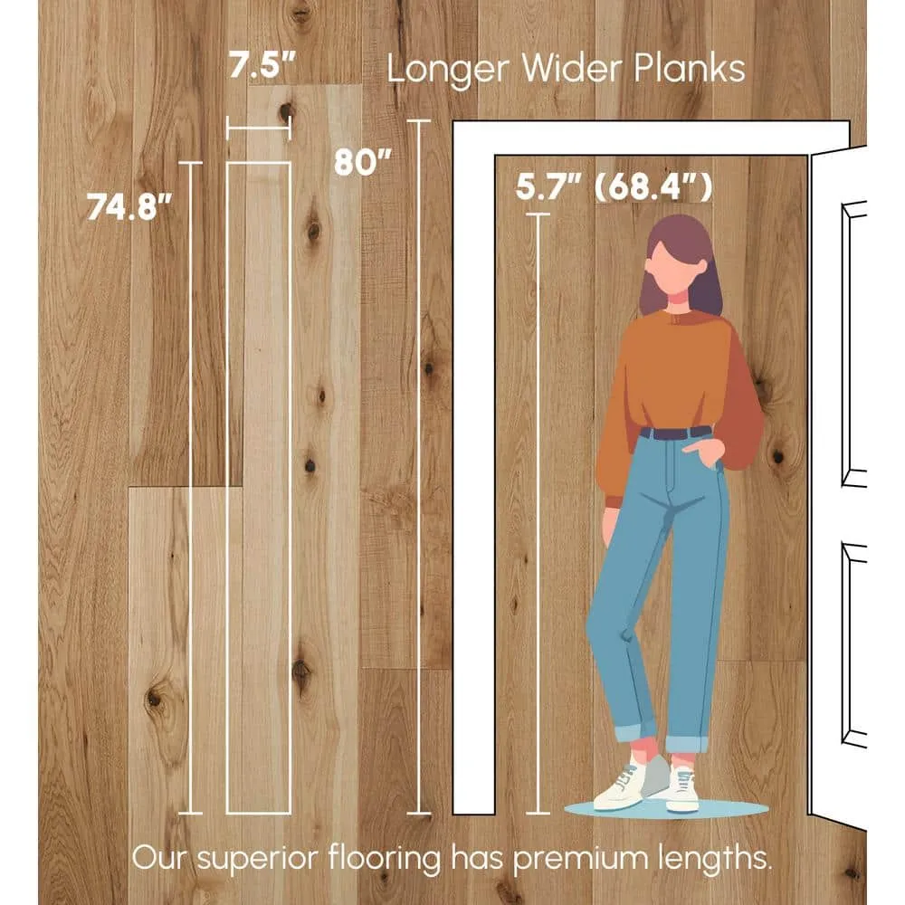 ASPEN FLOORING Farrow Hickory 1/2 in. T x 7.5 in. W Water Resistant Wire Brushed Engineered Hardwood Flooring (31.09 sqft/case), photo 7 of 14