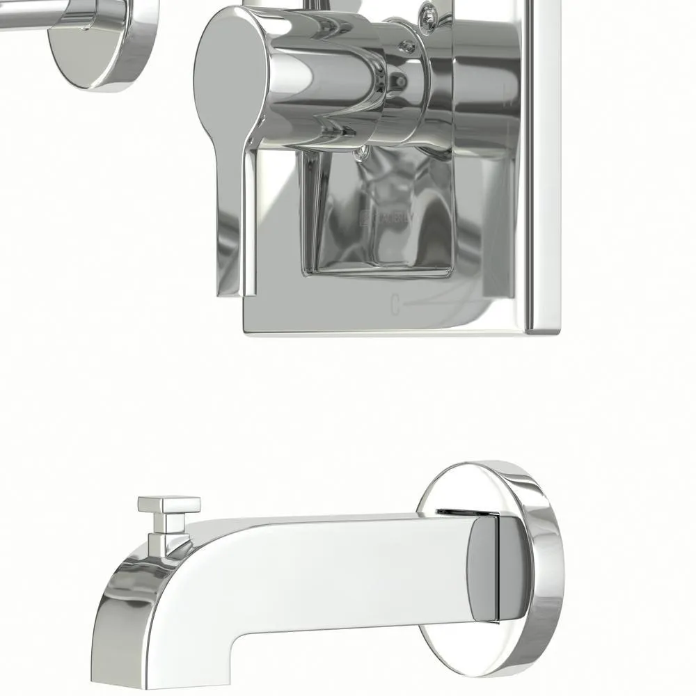 Modern Single-Handle 1-Spray Tub and Shower Faucet in Chrome (Valve Included), photo 7 of 16