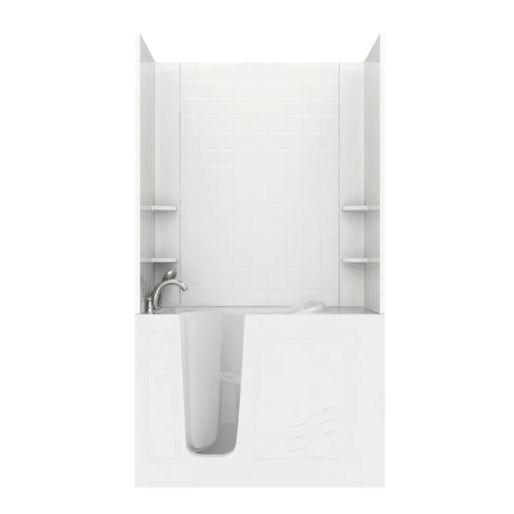 Rampart Nova Heated 5 ft. Walk-in Whirlpool and Air Bathtub with 6 in. Tile Easy Up Adhesive Wall Surround in White, photo 30 of 33