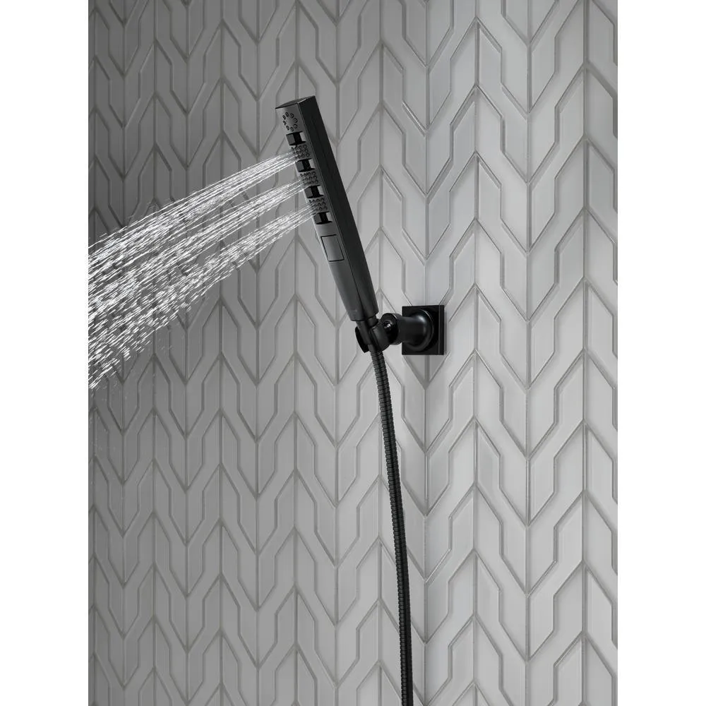 Zura 5-Spray 1.3 in. Single Wall Mount Handheld H2Okinetic Shower Head in Matte Black, photo 3 of 14