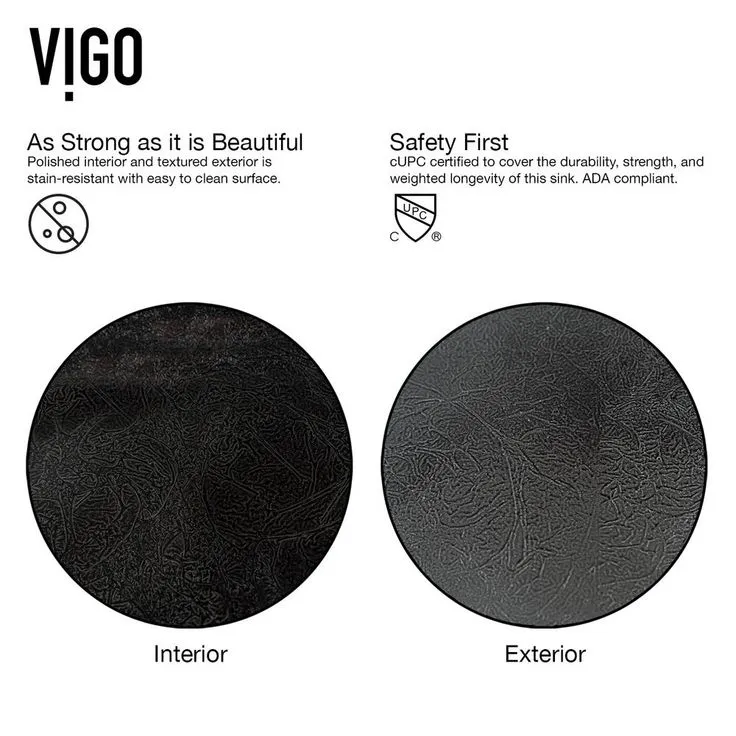 VIGO Onyx Vessel Sink in Gray with Faucet in Matte Black, photo 8 of 10