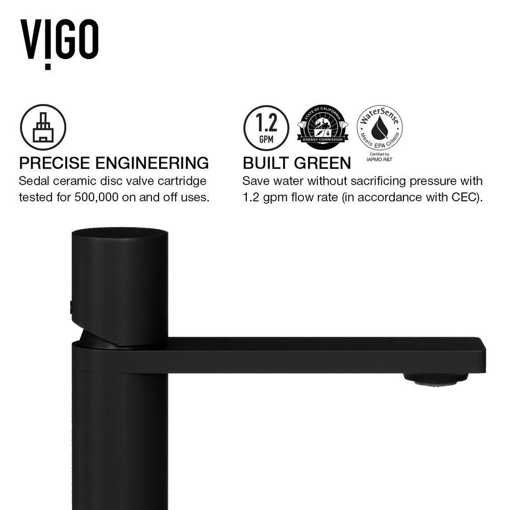 VIGO Matte Stone Oval Vessel Bathroom Sink in White and Gotham Faucet in Matte Black, photo 9 of 12