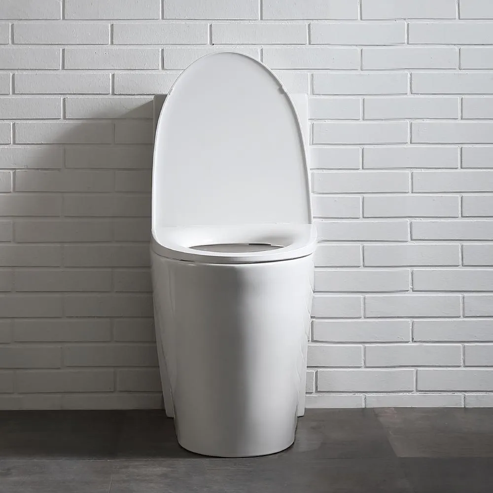 Buxton 1-Piece 1.6 GPF/1.1 GPF Dual Flush Elongated Toilet in White, photo 5 of 11