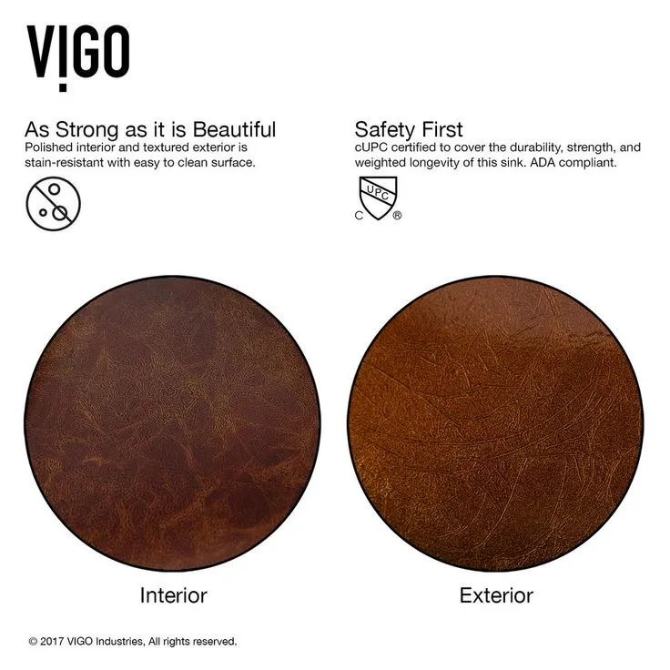 VIGO Russet Glass Vessel Bathroom Sink in Red with Seville Faucet in Oil Rubbed Bronze, photo 5 of 10