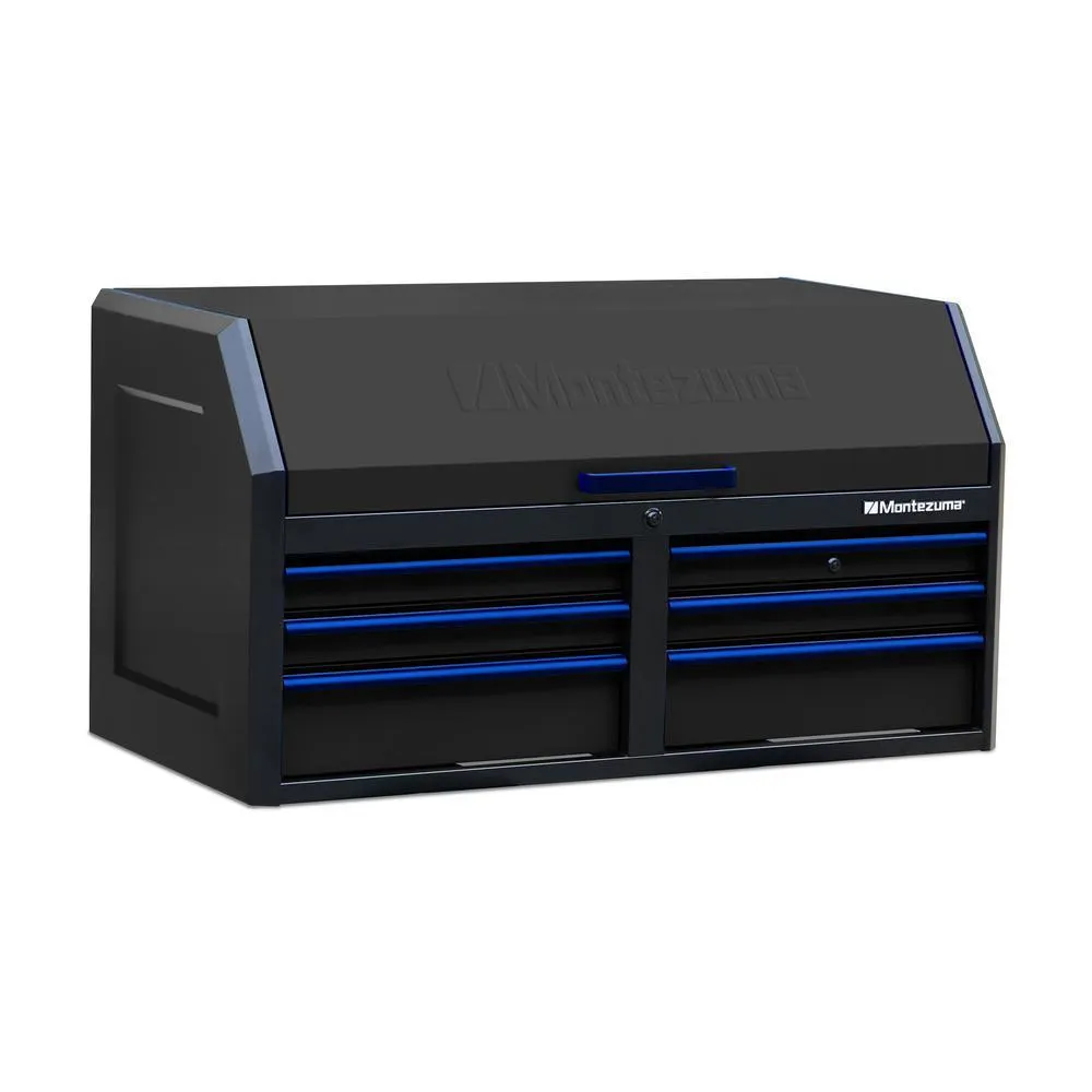 46 in. x 24 in. 6-Drawer Tool Top Chest with Power and USB Outlets in Black and Blue, photo 6 of 11