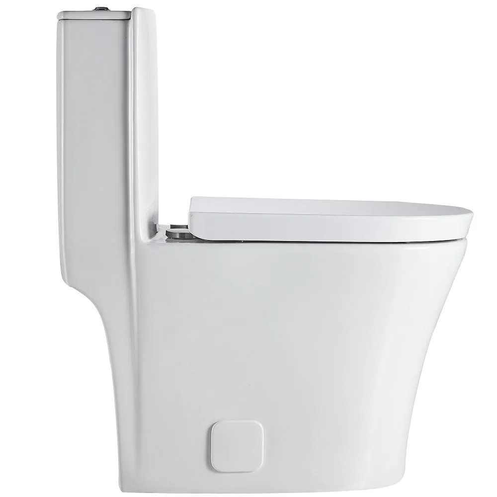 1-Piece 1.28 GPF Dual Flush High Efficiency Elongated Toilet in White, Seat Included, photo 3 of 7