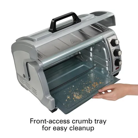 Easy Reach 1400 W 6-Slice Grey Toaster Oven with Roll Top Door