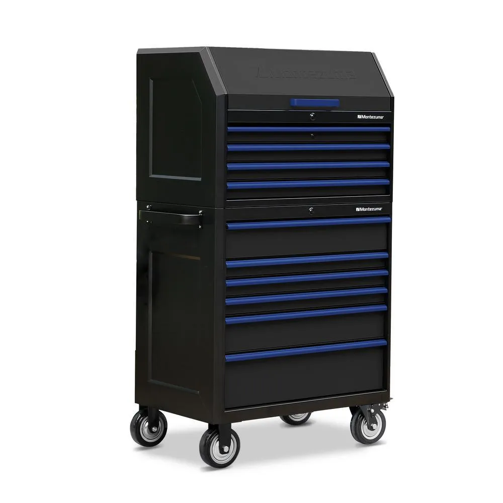 24 in. x 36 in. 10-Drawer Tool Chest and Cabinet Combo with Power and USB Outlets in Black and Blue, photo 5 of 15