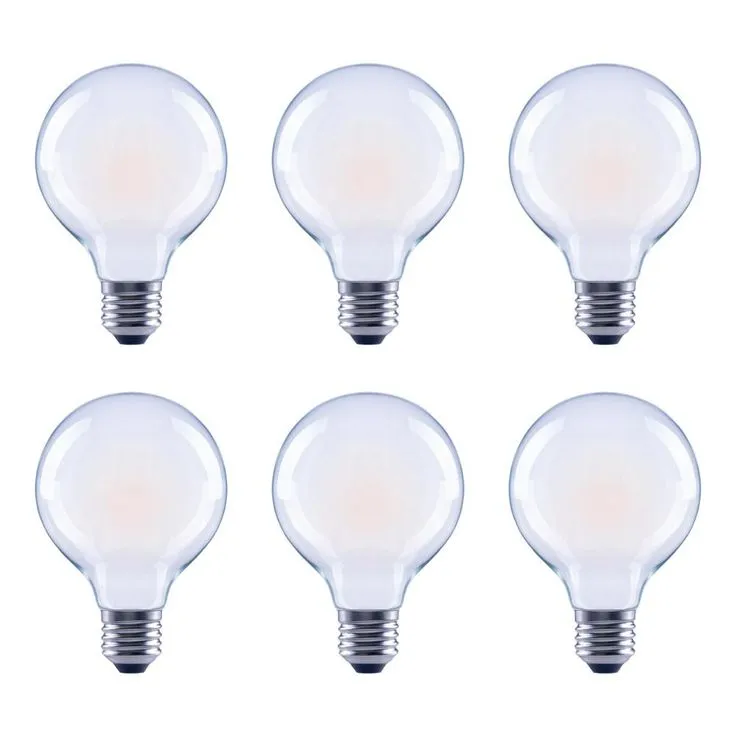 60-Watt Equivalent G25 Globe Vanity Frosted Glass Vintage Edison Filament Dimmable LED Light Bulb Soft White (6-Pack), photo 8 of 12
